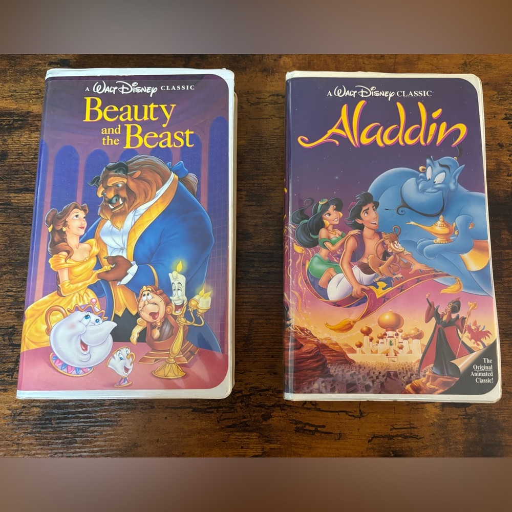 Two Rare Black Diamond Walt Disney VHS Tapes Beauty and The Beast Aladdin Movies
